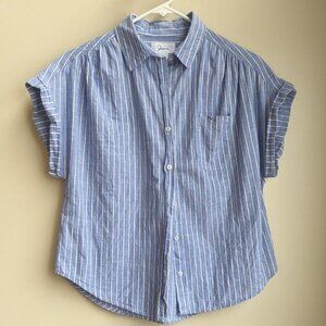 Japna Blue Striped Button Down Shirt Size M 100% Cotton